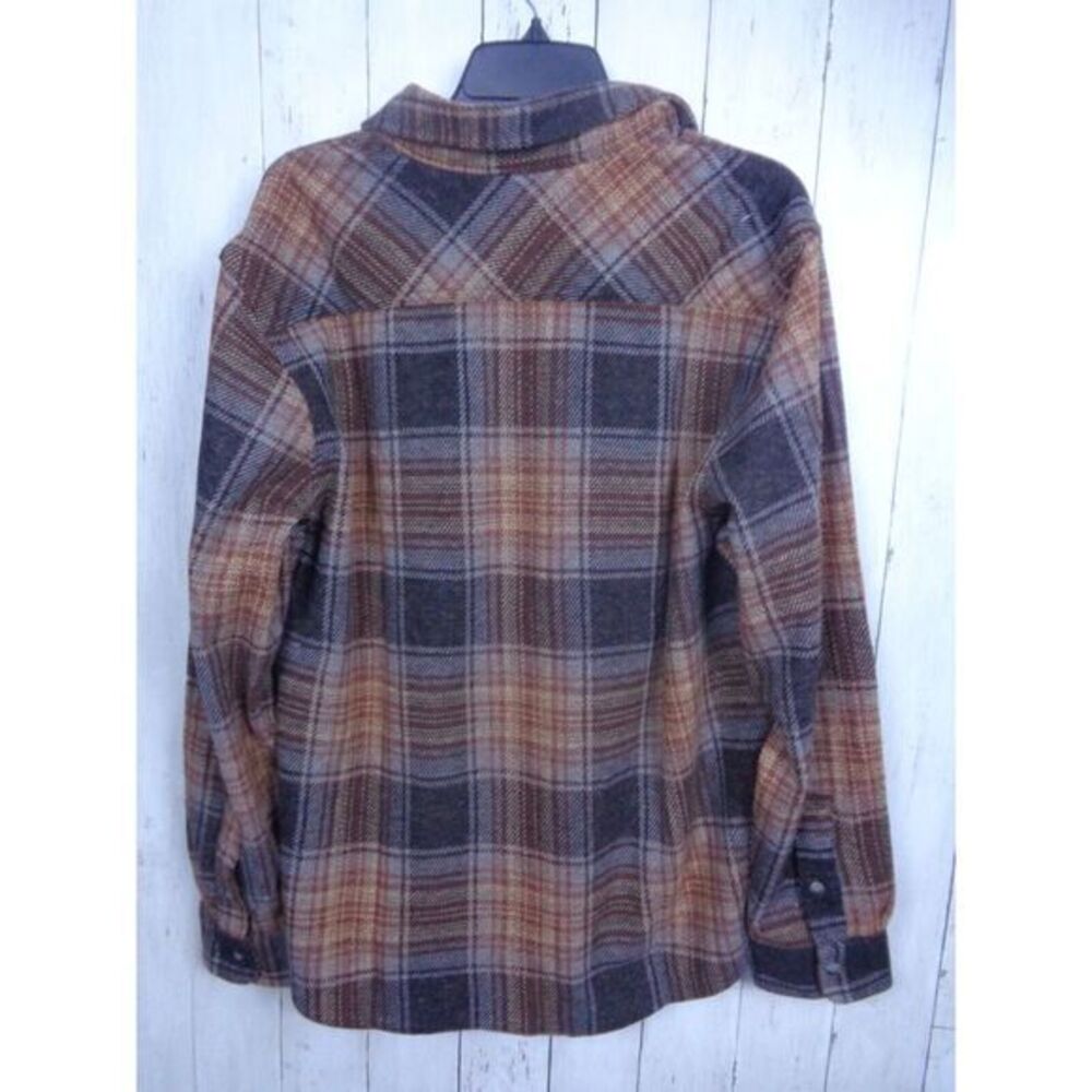 Chaps Men's Knit‎ Brown Plaid Flannel Shirt Long Sleeve Super Soft Size Medium - Picture 2 of 5